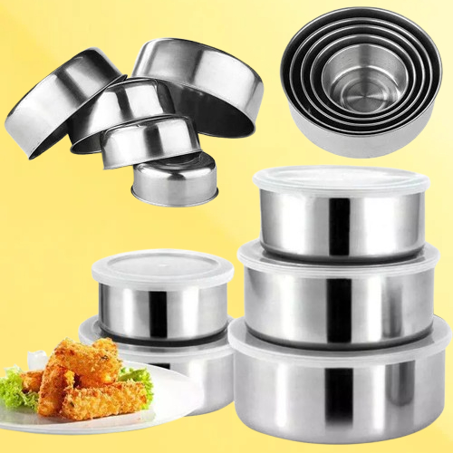 (1 SET DAPAT 5) Wadah makanan stainless steel tebal premium/ Tempat simpan serbaguna + Tutup / Ranta