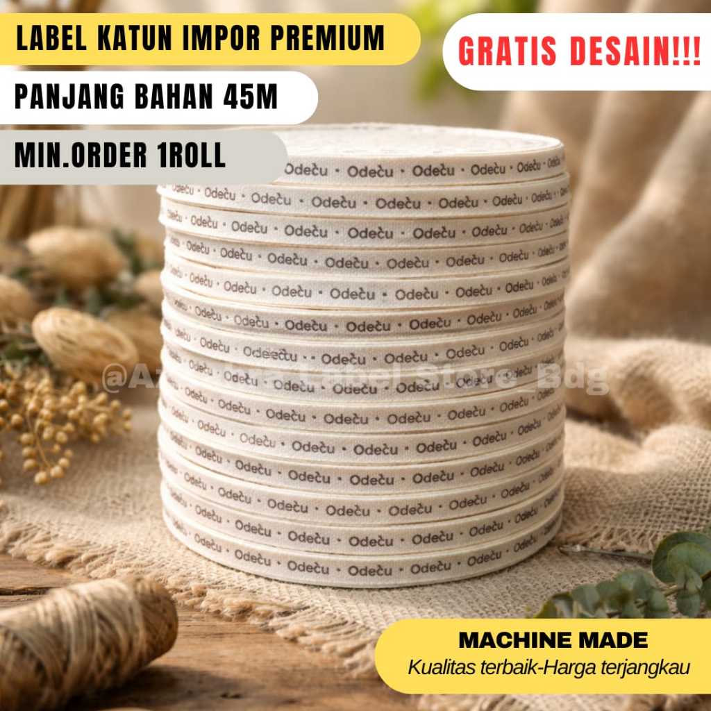 Label katun impor / label piterban / label sablon / label custom desain / label custom ukuran