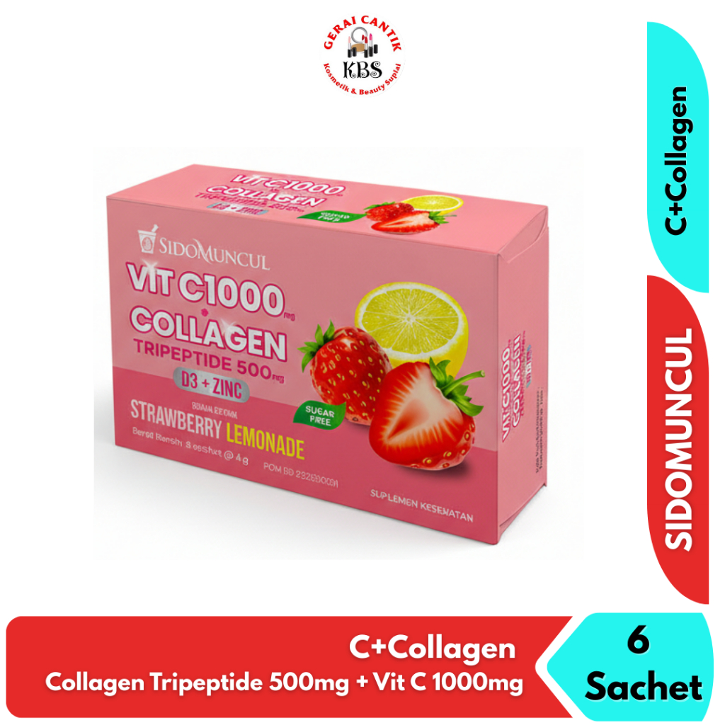 Sidomuncul C+Collagen - Minuman Collagen Tripeptide 500mg + Vit C 1000mg Kesehatan Kulit & Imunitas