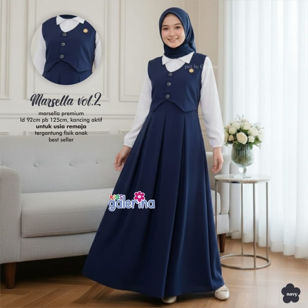MARSELLA DRESS TEEN | DRESS GAMIS REMAJA ORI SAGA GALERINA TERMURAH