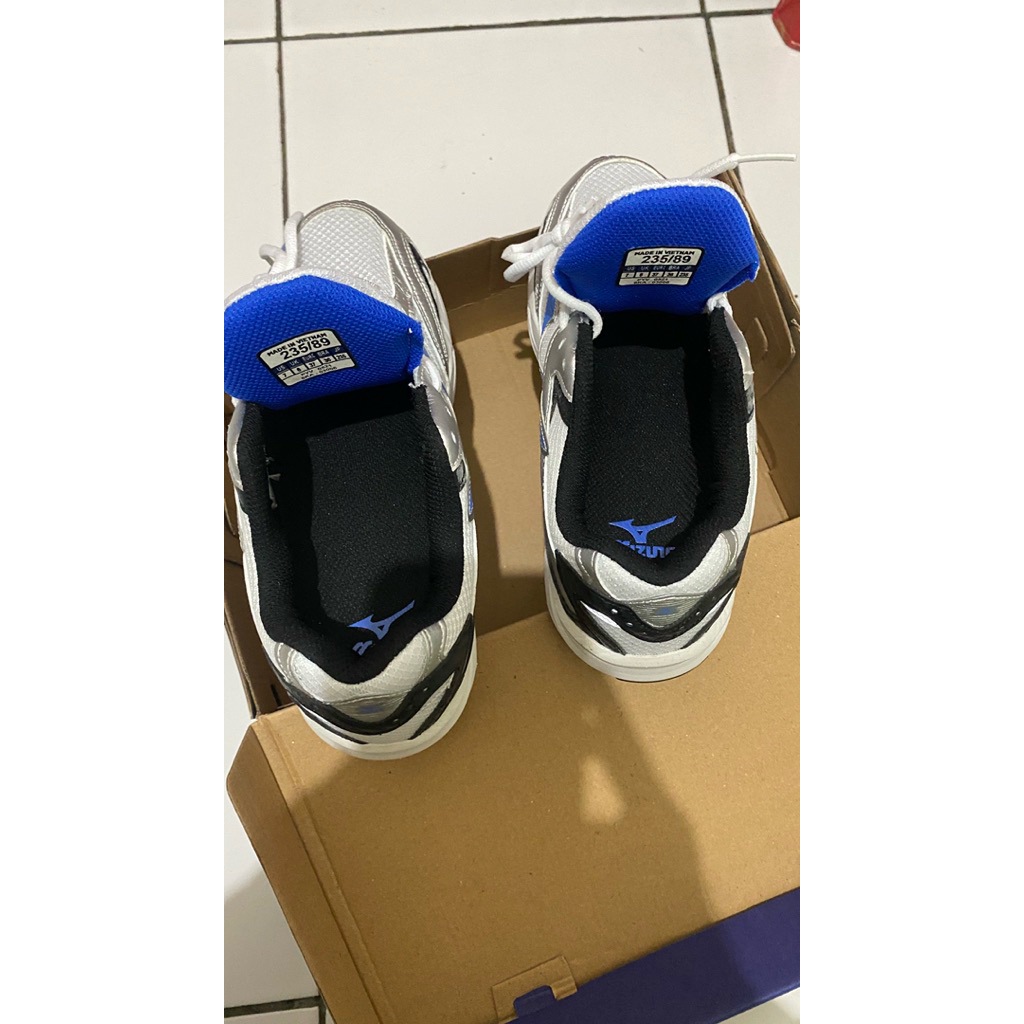 sepatu mizuno wave rider 10 blue black silver