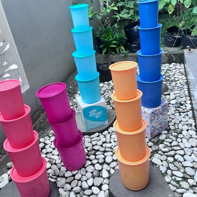 TOPLES MOZAIK CANISTER TUPPERWARE ORI SET