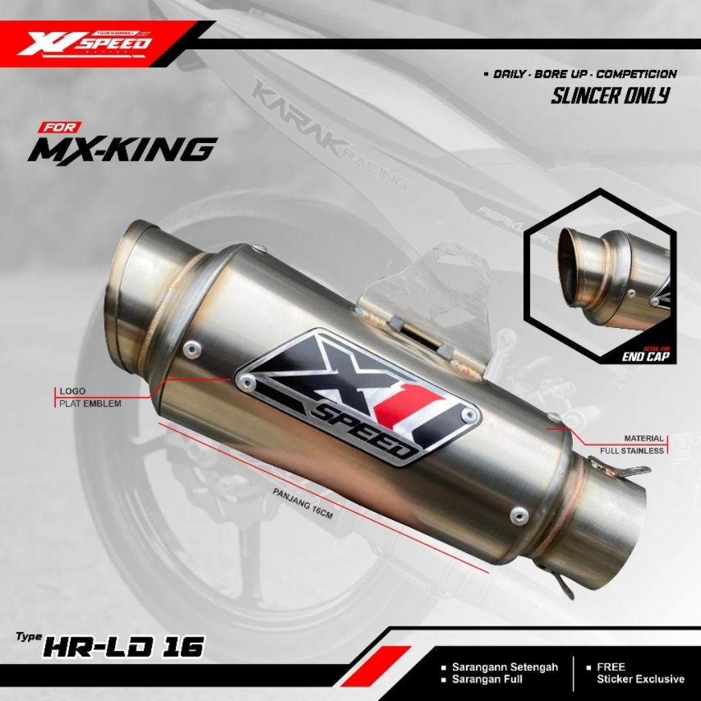 Silincer Only Hairline Kerucut Panjang 16cm Original By X1 Speed Racing