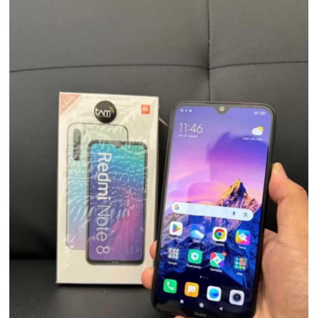 XIAOMI REDMI NOTE 8 4/64 HITAM UNIT ONLY SECOND LIKE NEW