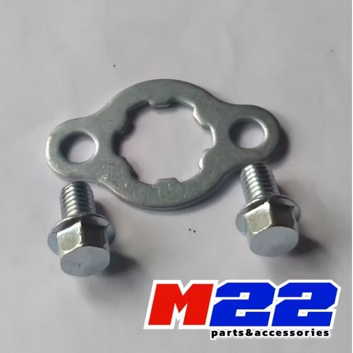 Ring Plat dan baut baud RBS1062 pengunci penahan spi gir gear depan set Suzuki Shogun Smash ( 1set )