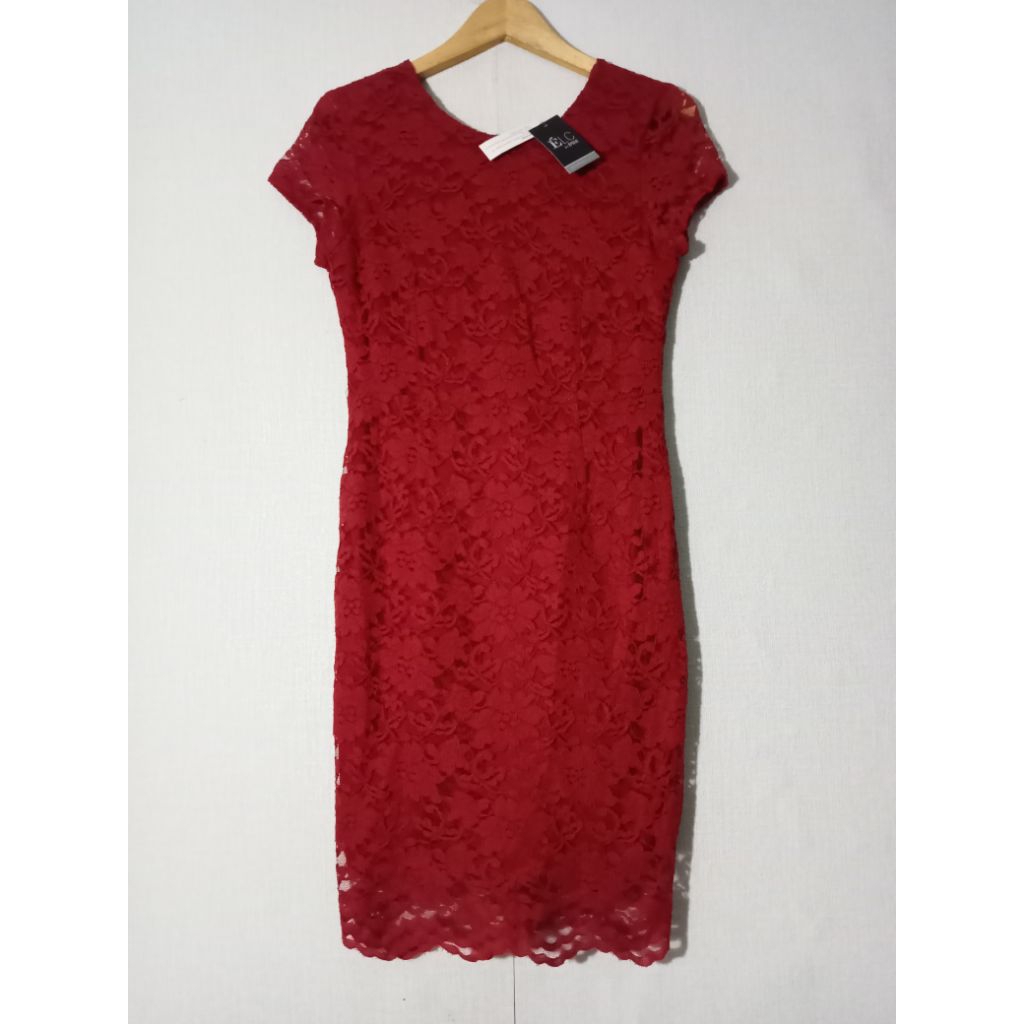 Eprise - Dress Brokat Maroon Size M, L