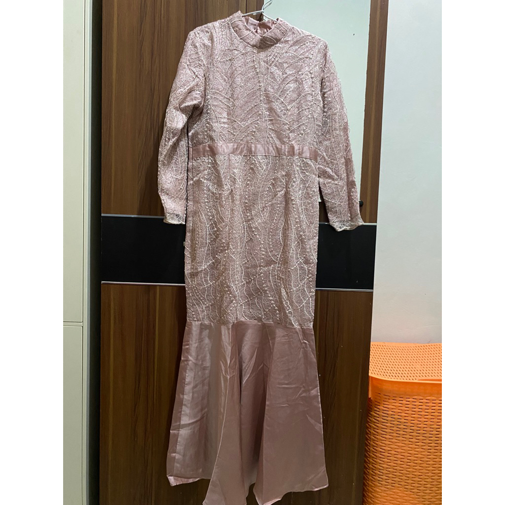Maxi Dress Pink Payet Brokat Tille Model Duyung (PRELOVED)