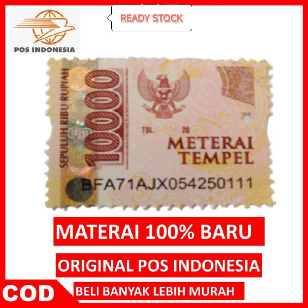 New Baru M A T E R A I 10.000 Asli Pos Peruri Bergaransi Meterai 10000 Sepuluh Ribu