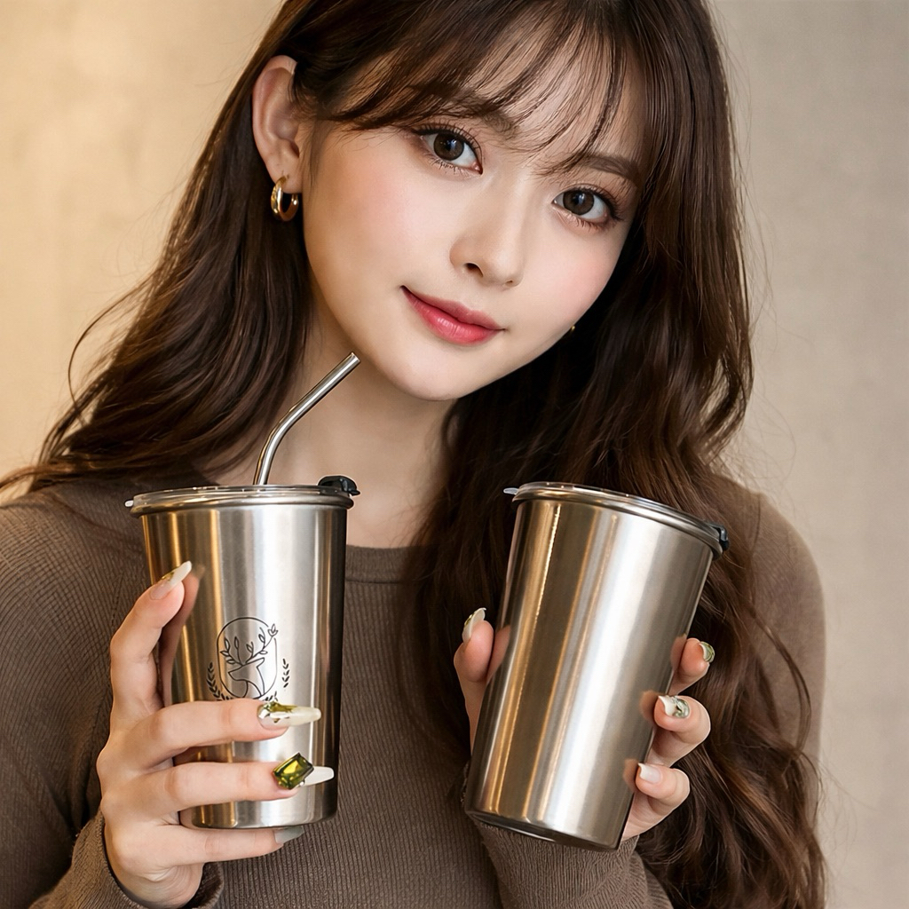 Tumbler Stainless Steel Sedotan Premium 500 Ml