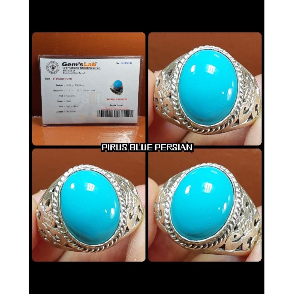 pirus persi 100% alami porslen + bahan ring perak asli