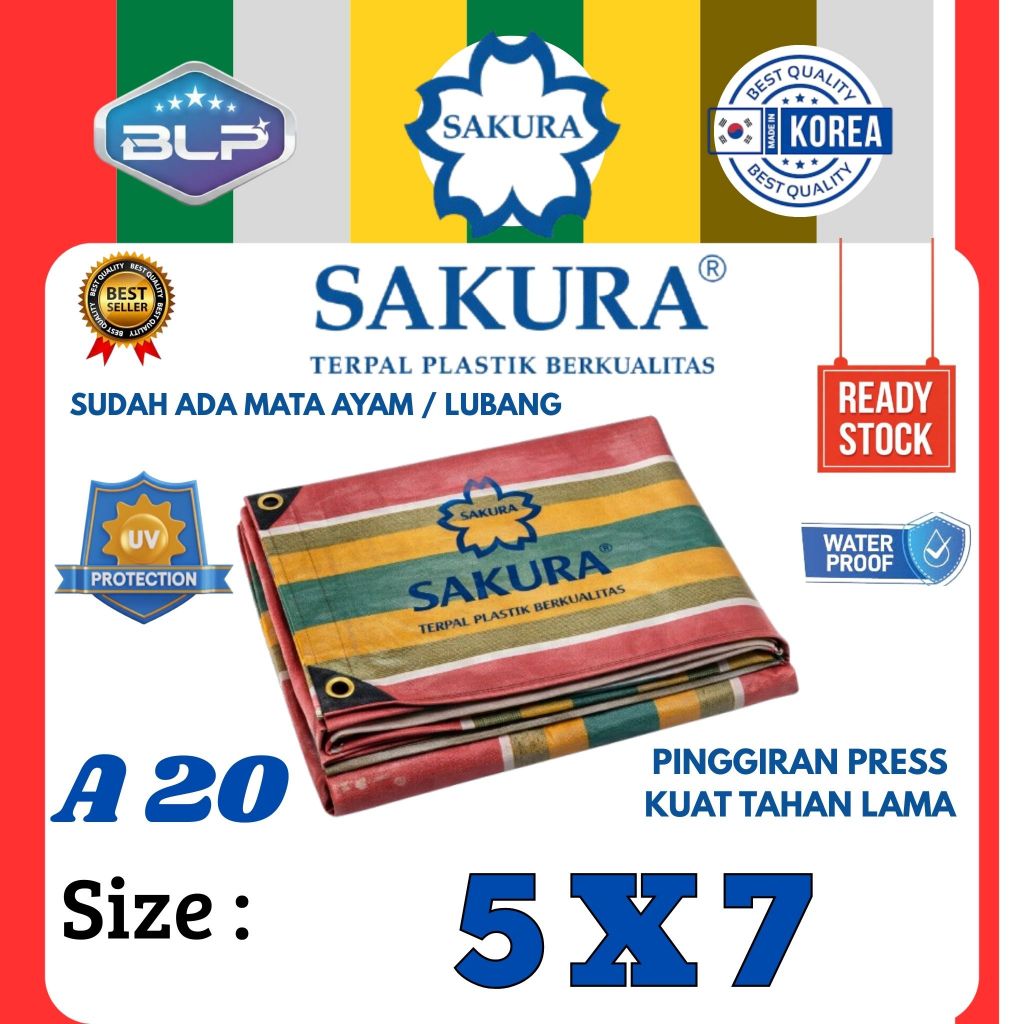 Terpal Sakura A20 Salur 5x7 Meter Tebal Anti Air Serbaguna