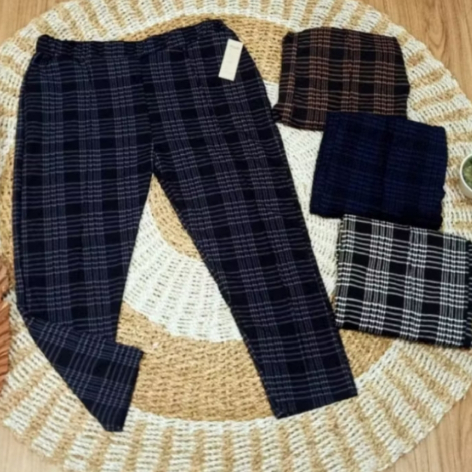 CELANA LUNA BAGGY PANTS KOTAK KOTAK SUPER JUMBO - Celana Luna Scuba Premium Jumbo 30-120Kg