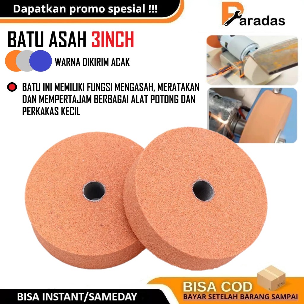 Batu Cakram Gerinda Asahan Penggiling Logam Poles Mini Grinder Batu Asah 3 Inch