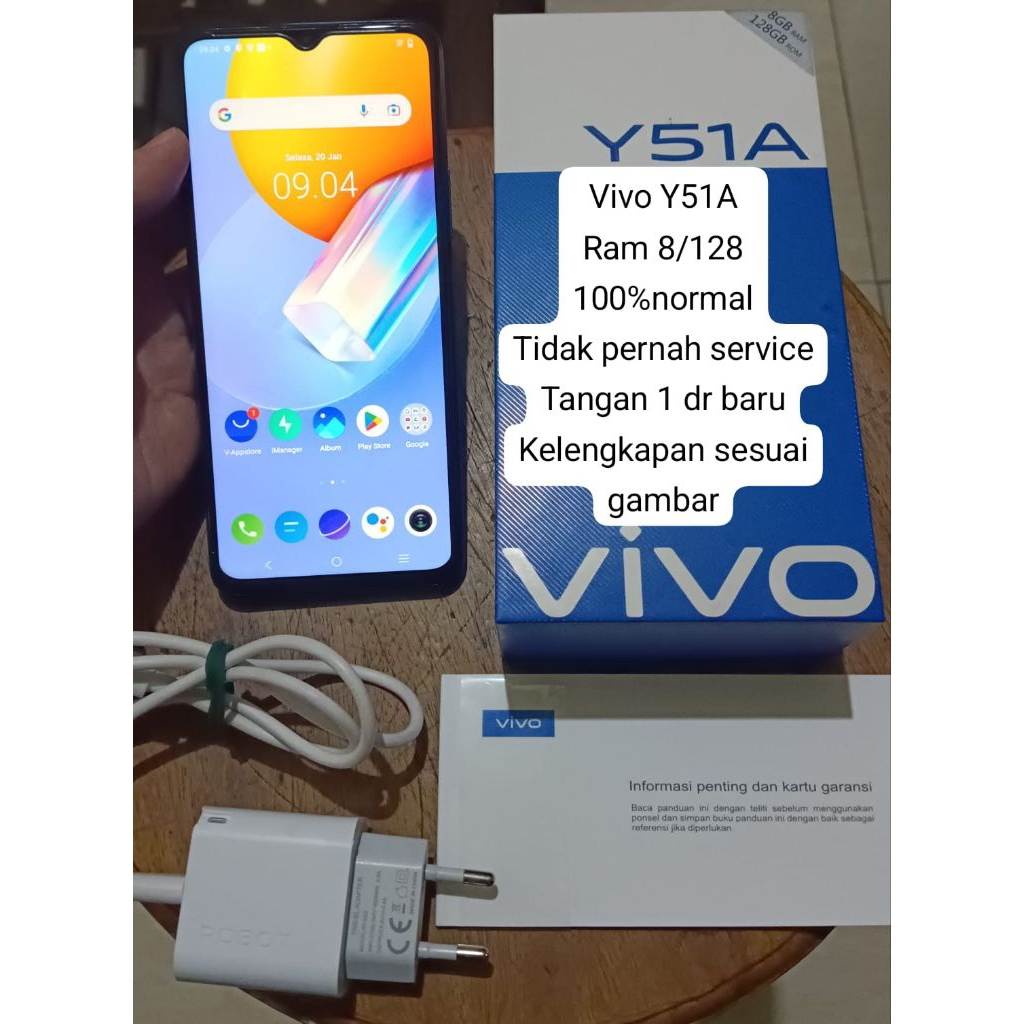 Vivo Y51A 8/128 (second) ram 8 hp Vivo murah ram 8 GB orisinil asli penyimpanan 128 fullset Y 51 A Y