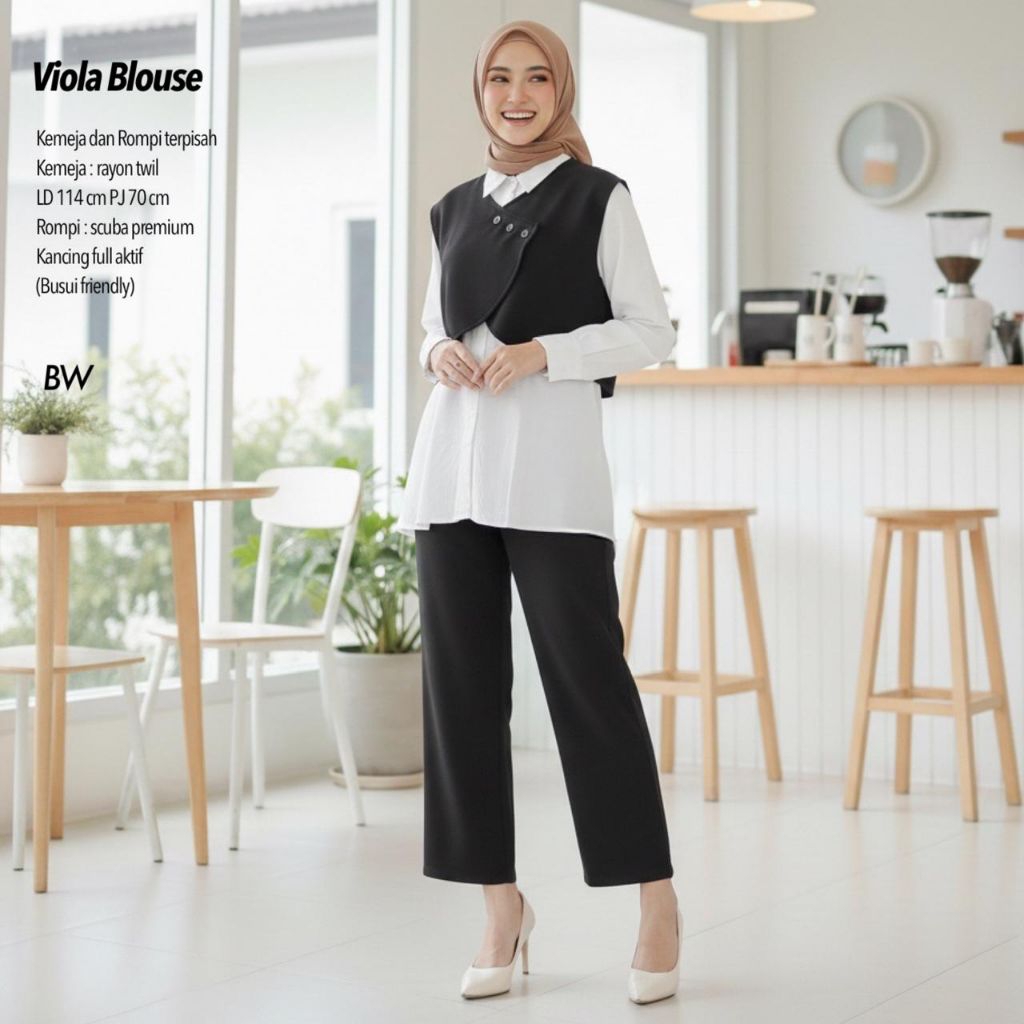 VIOLA BLOUSE WANITA + ROMPI / Blouse Set Rompi