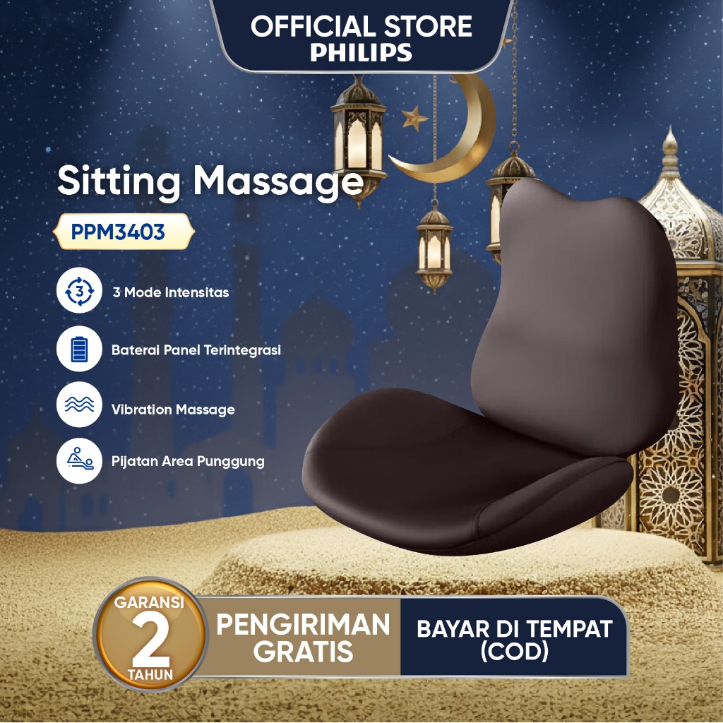 [BARU] Philips Massager PPM3403 Bantal kursi pijat Punggung vibration massage