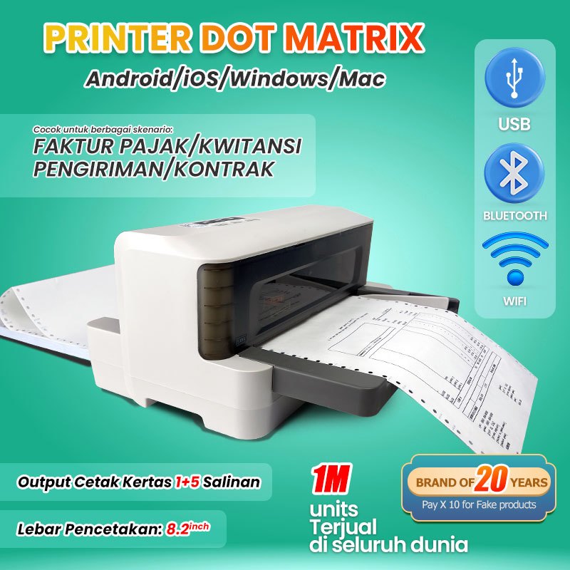 GROZZIIE Dot Matrix Printer USB + Bluetooth & WiFi | 150cps