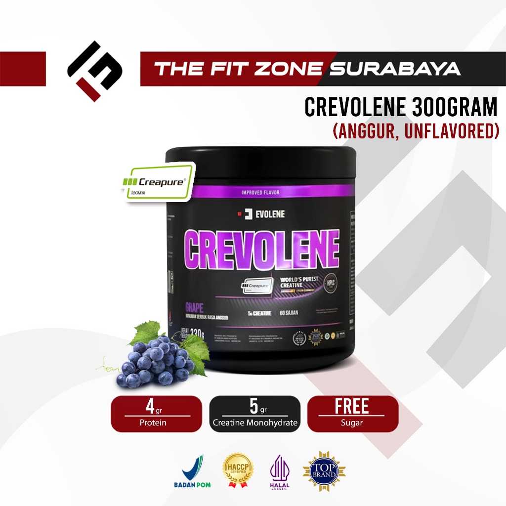 Evolene Crevolene Creapure 60 Servings - Bubuk Creatine Monohydrate Murni Penambah Tenaga Stamina Po