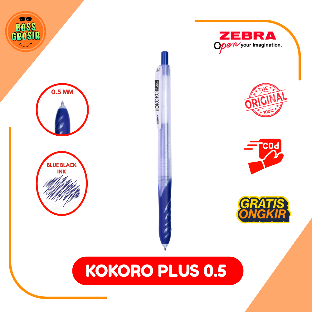 Boss Grosir - Zebra Kokoro Plus Gel Pen 0.5mm Satuan / Pulpen Lucu / Pulpen Enak / Nyaman / Viral