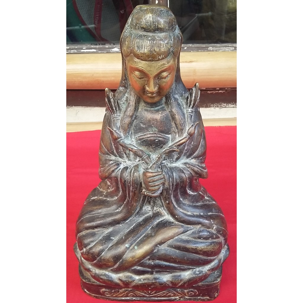 Patung Dewi Kwan Im Perunggu Kuno Jaminan Original