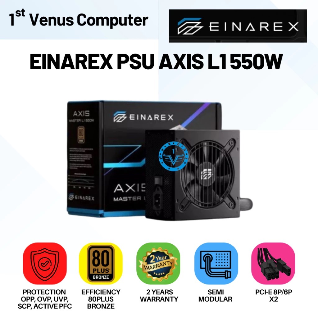 EINAREX PSU 550 WATT AXIS MASTER L1 80 PLUS BRONZE SEMI MODULAR BLACK EDITION / PSU 550W SEMI MODULA