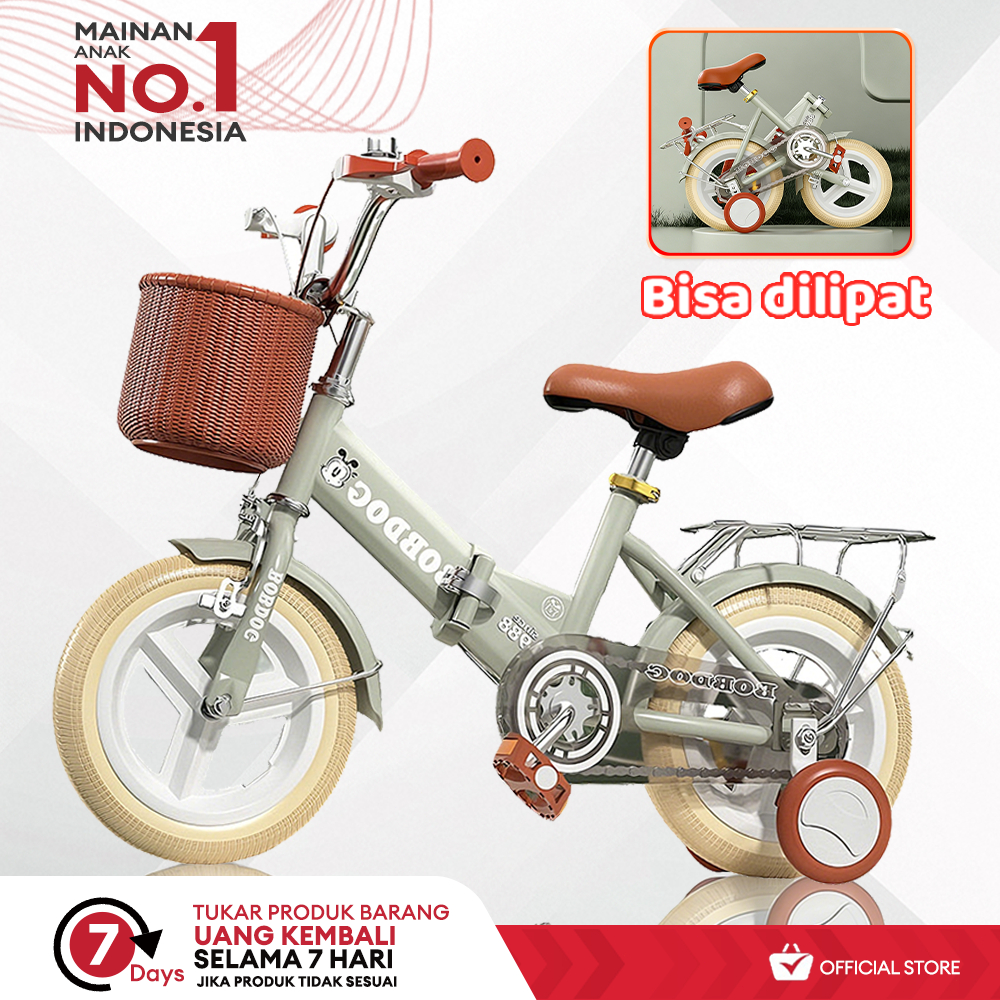 MAGICAL Sepeda Anak Laki Laki Sepeda Lipat Keranjang Dengan Roda Bantu 2-12Tahun Sepeda Anak