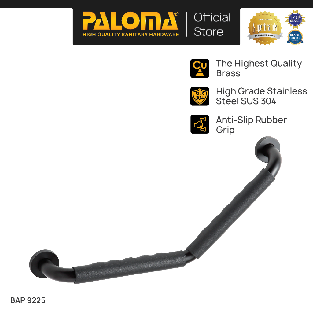 PALOMA BAP 9225 Pegangan Kamar Mandi Bath Grab Bar L Handle Bathtub Tub Toilet Wall Dinding Rubber K
