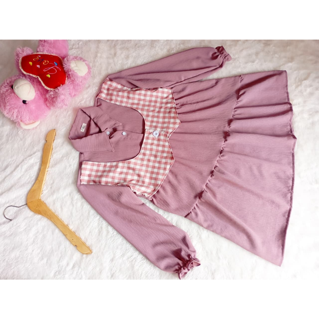 long tunik outer anak tanggung baju atasan remaja terbaru lebaran 2026 bahan katun mix crinkle