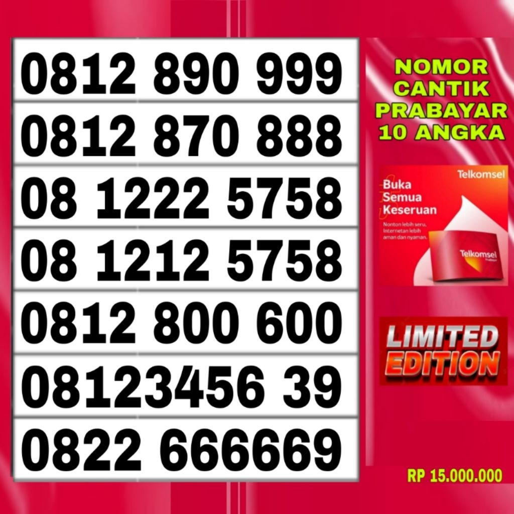 Nomor cantik kartu perdana telkomsel prabayar 10 digit 5758
