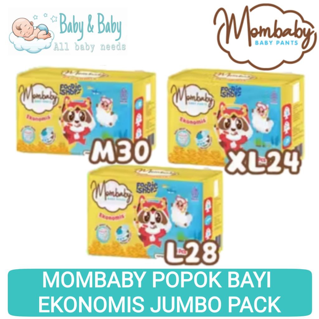 MOMBABY Baby Pants Ekonomis Jumbo Pack M30 L28 XL24 - Popok Bayi Celana
