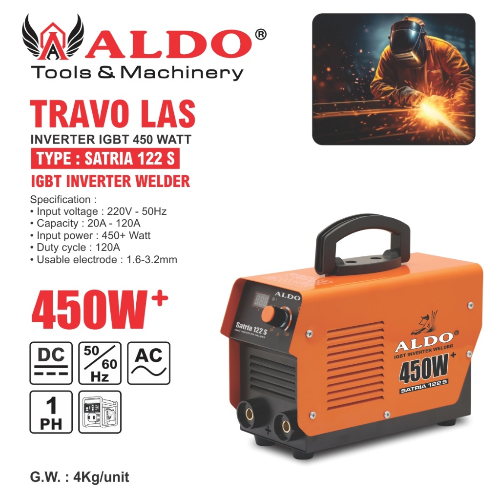 TRAVO LAS INVERTER IGBT TYPE : SATRIA 122 S / MESIN LAS 450 WATT IGBT / IGBT INVERTER WELDER / WELDI