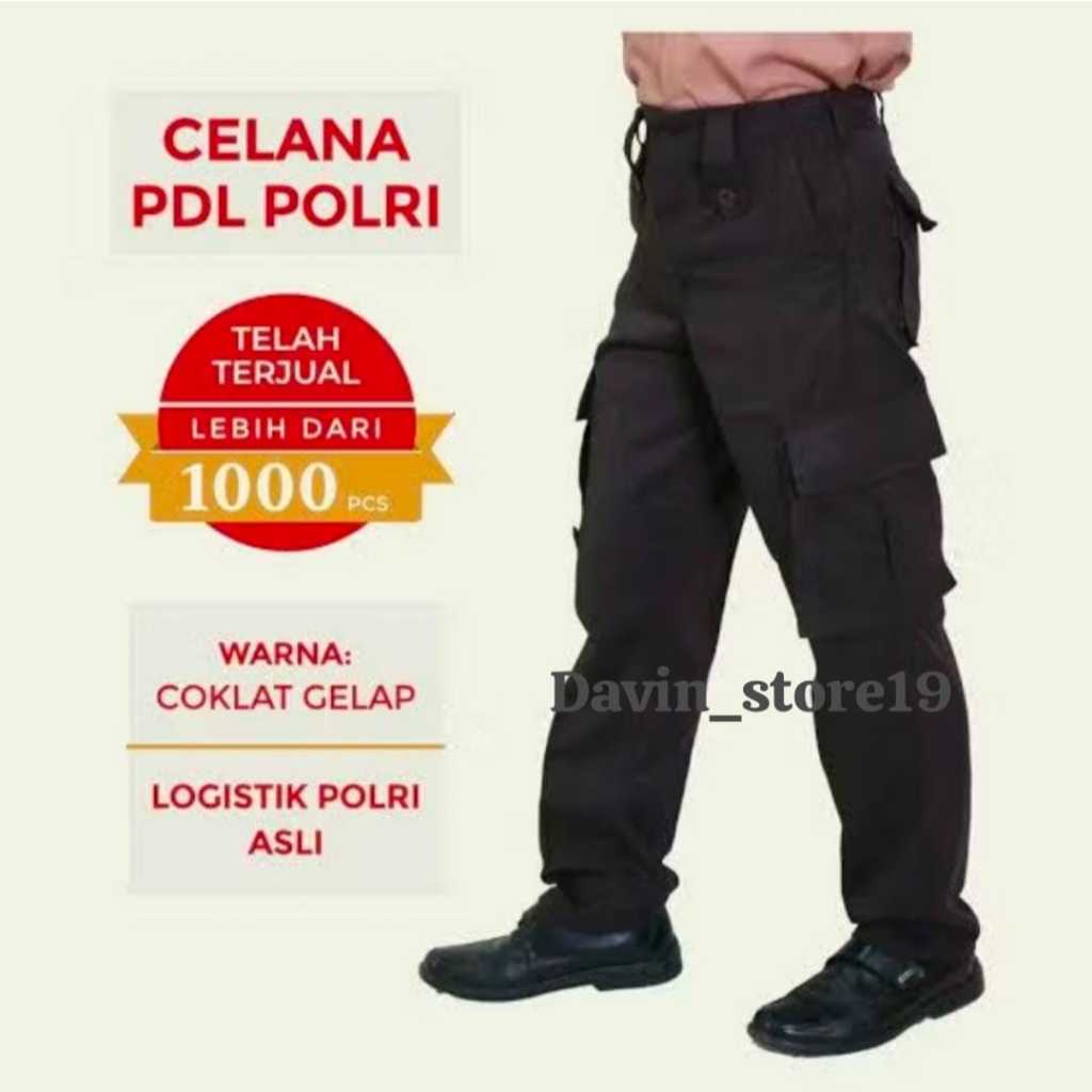 Celana PDL Satpam Security Cokelat Tua/Celana PDL Hitam Brimob Drill Celana PDL Security 6 Saku