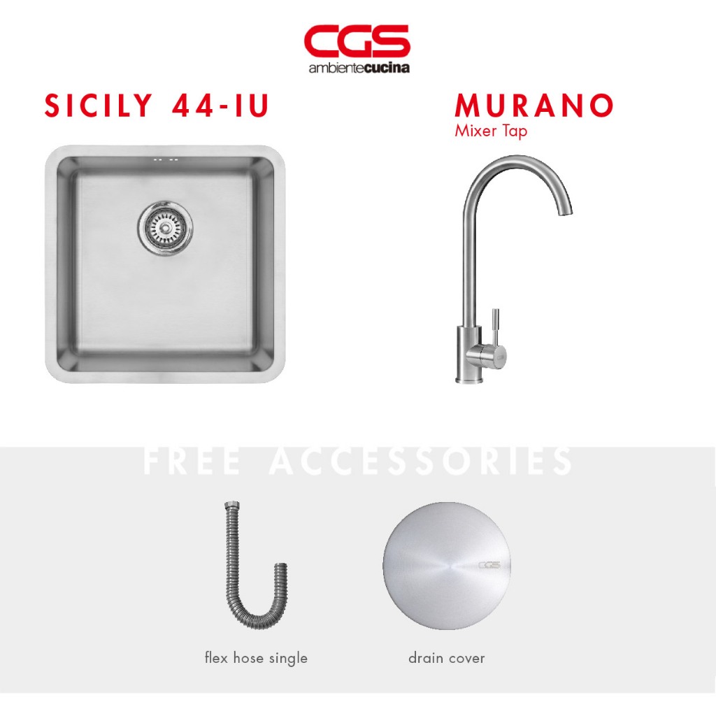 Paket Promo: CGS Sicily 44 Kitchen Sink + CGS Murano Mixer Taps