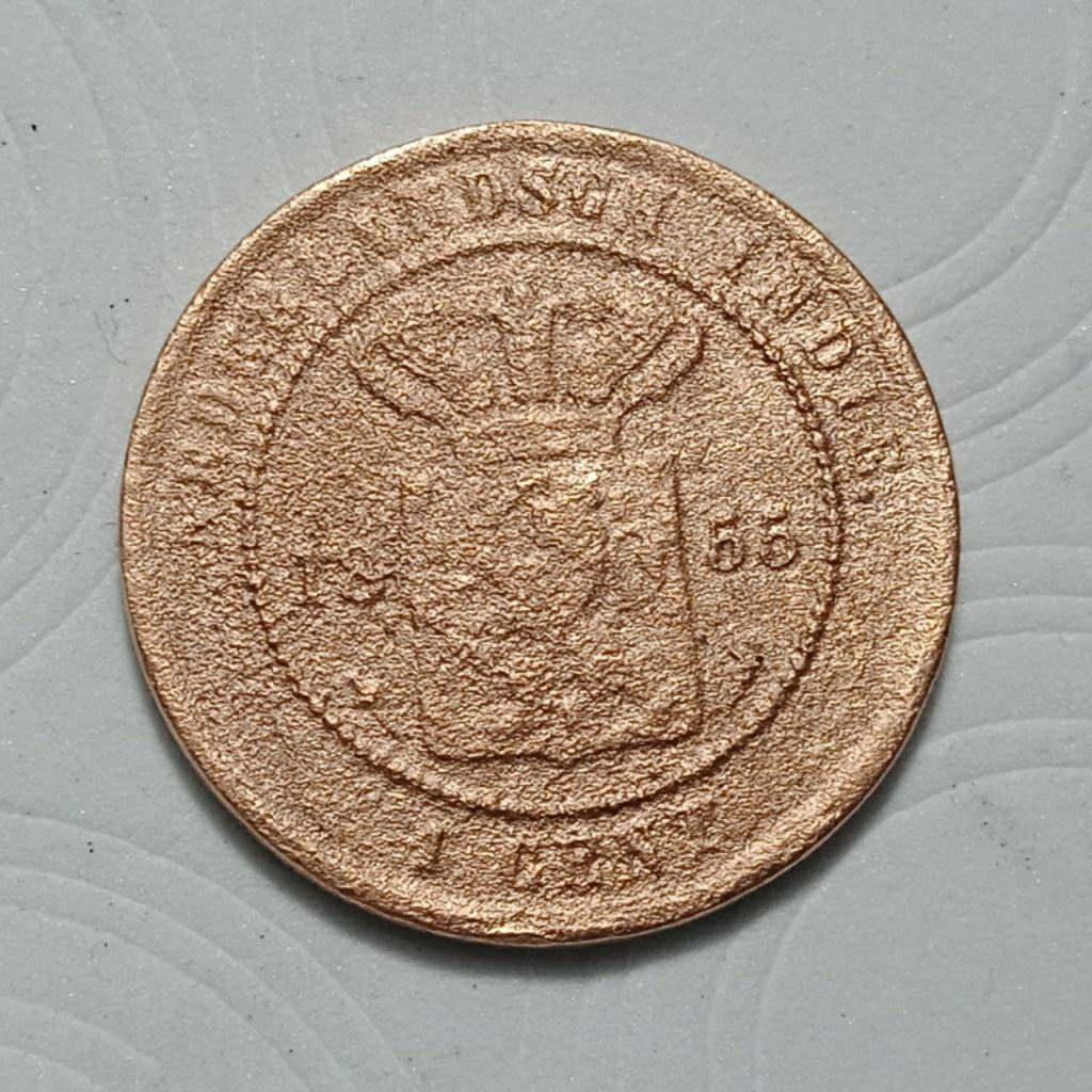 KEYDATE 1855 NEDINDIE BENGGOL   1Cent BELANDA KOLEKSI KUNO BANYAK DICARI KOLEKTOR stok terakhir