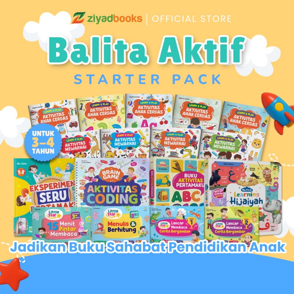 Starter Pack Buku Untuk 3-4 Tahun - Buku Balita Aktif - Buku Anak Usia 3 4 Tahun - Buku Membaca