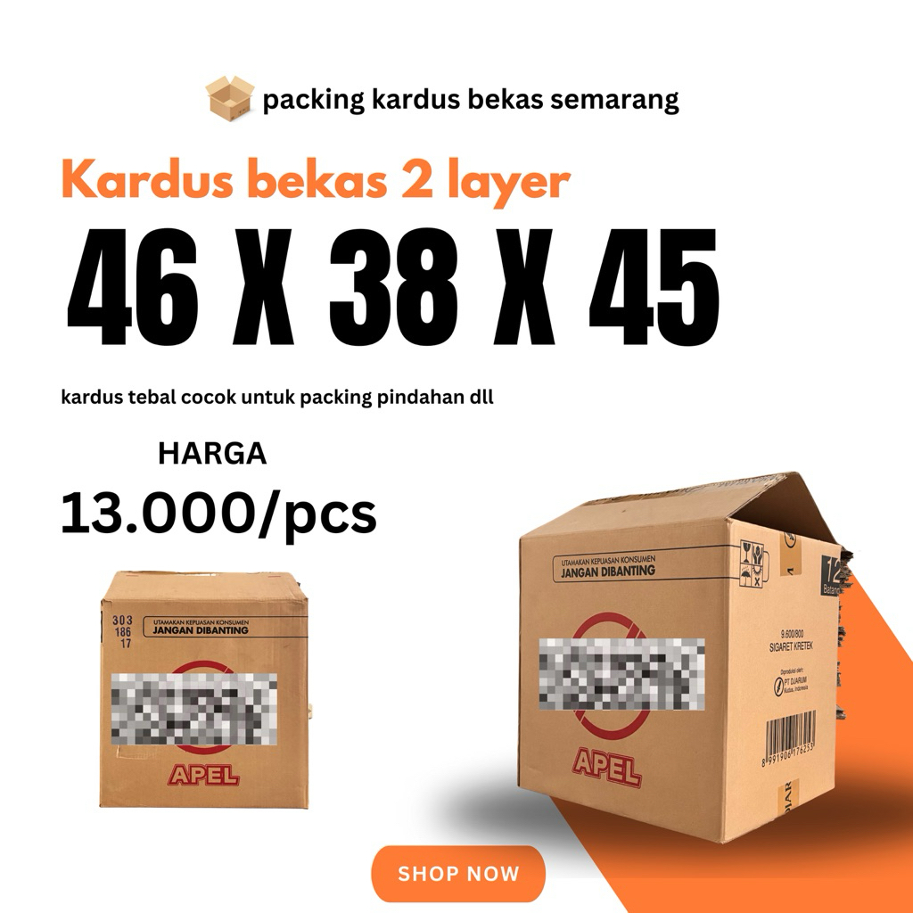 kardus bekas tebal 2 layer ukuran tertera di foto