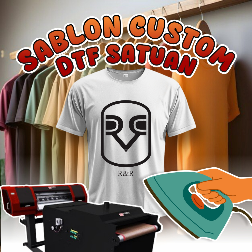TERMURAH DTF Sablon Sticker Setrika Custom Gambar Poto Desain Kaos Jersey Hoodie Satuan