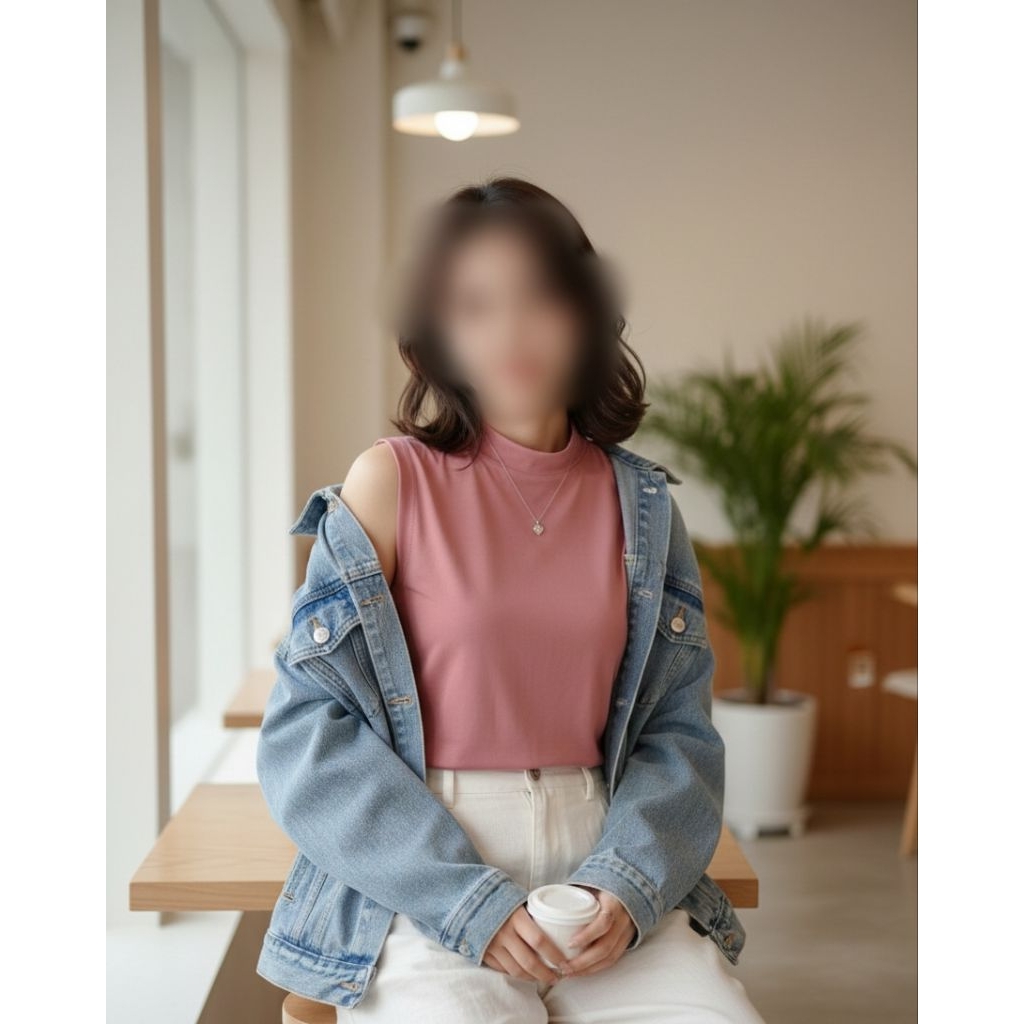 Manset Baju Tank Top Jersey Pink Salem PL New