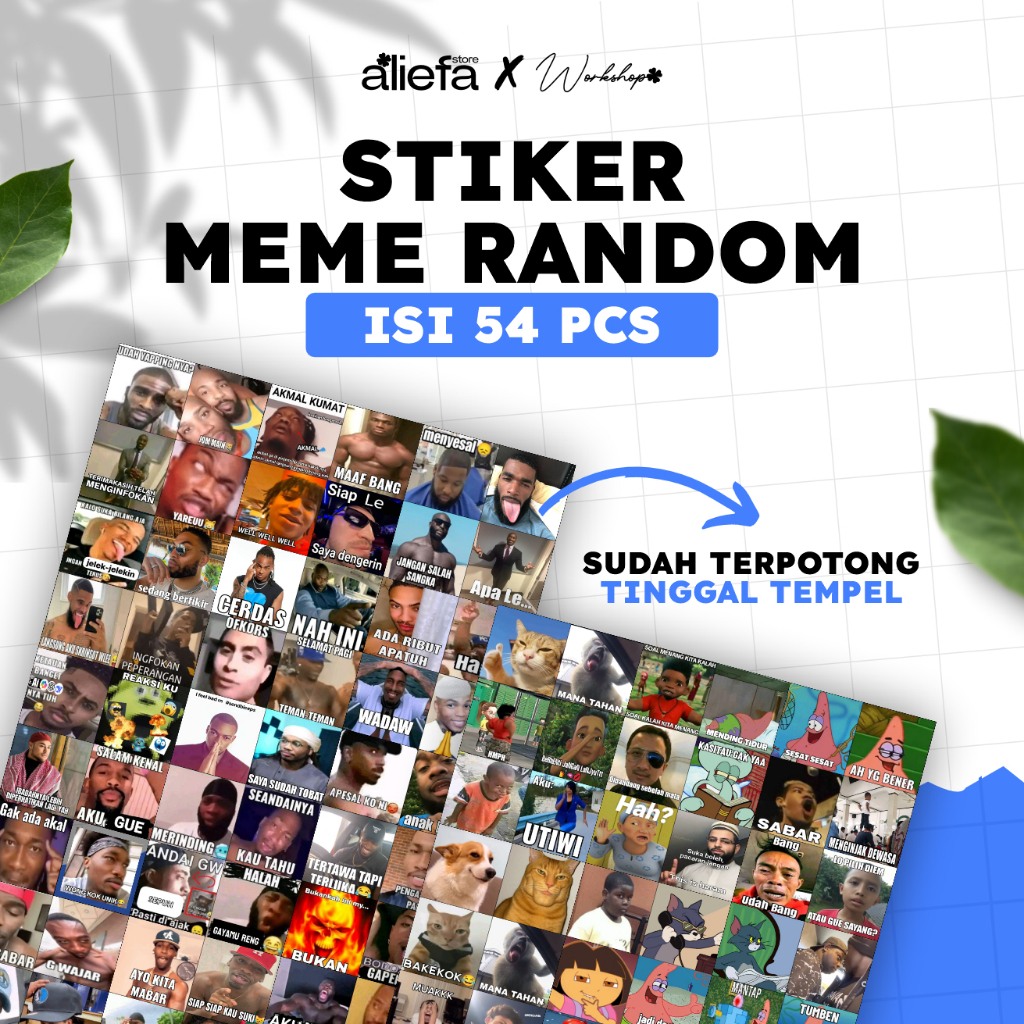 STIKER RANDOM MEME LUCU VIRAL ISI 54 PCS / STIKER JOMOK ABSURD / STIKER HUMOR NGAWI
