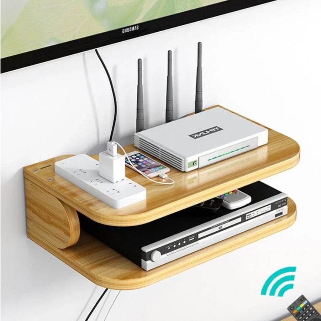 Rak Wifi Tempat Setopbox Gantung Kayu