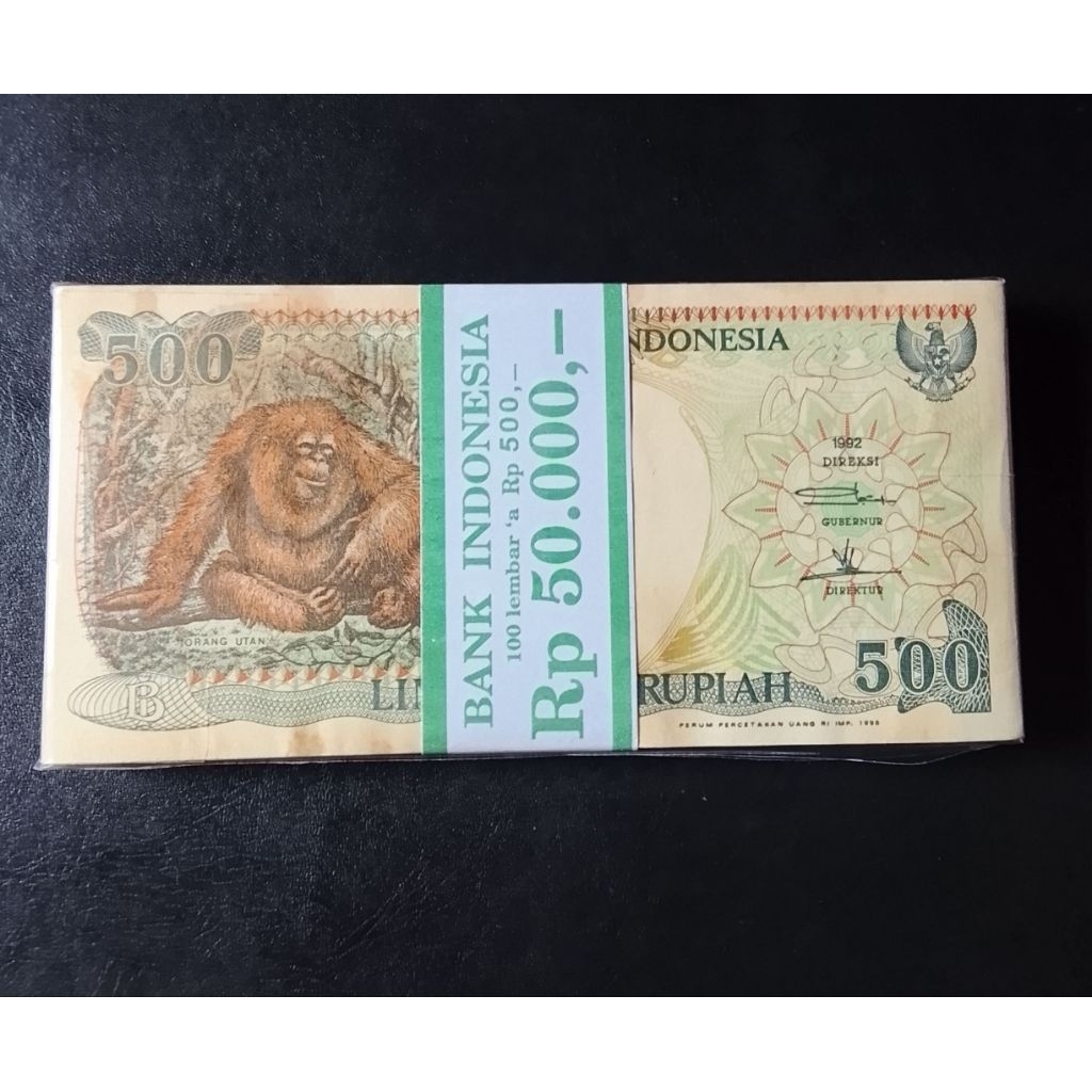 500 rupiah orangutan 1992 uang kertas indonesia baru gres asli