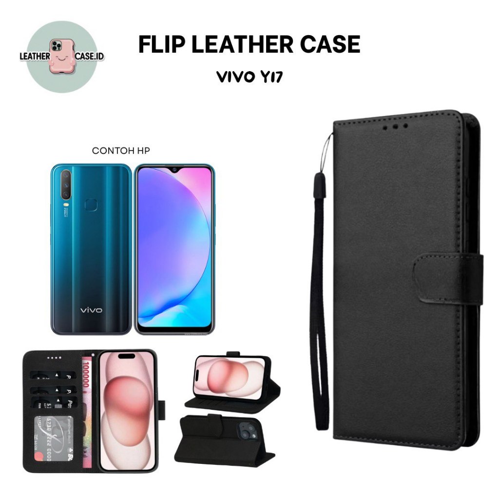 Flip Case Dompet Kulit Vivo Y17 / Wallet Leather Cover Magnet / Casing HP Stand Slot Kartu
