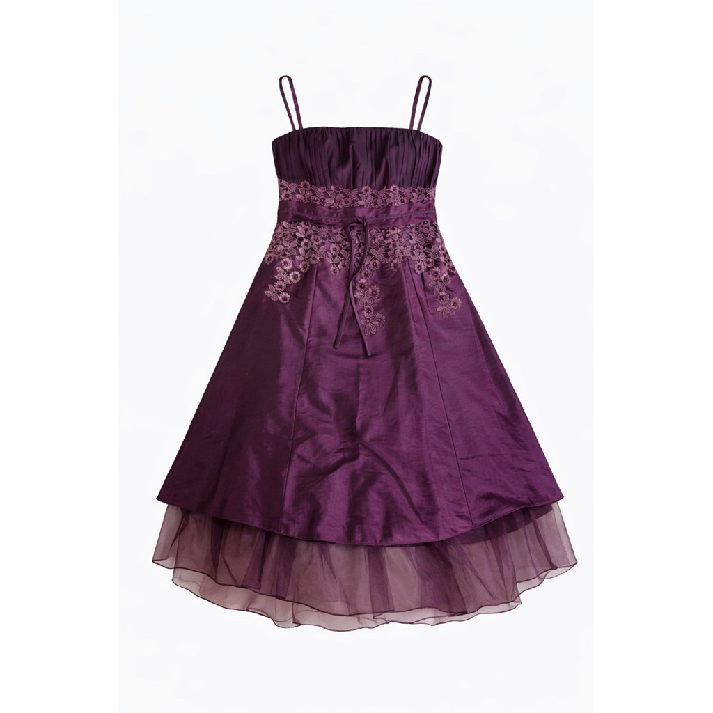 Gaun Dress Wanita Perempuan Ungu Tua