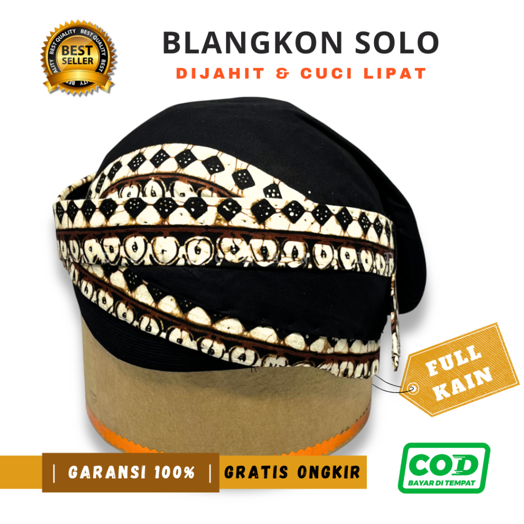 Blangkon Solo Batik Dewasa Halus Full Kain Cuci Lipat