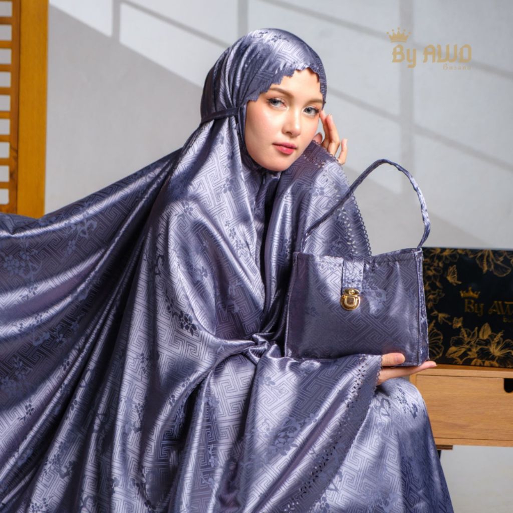 mukena dewasa mewah gliter GOLD -mukena hampers -mukena hantaran -mukena elegan putih  Haji Printing