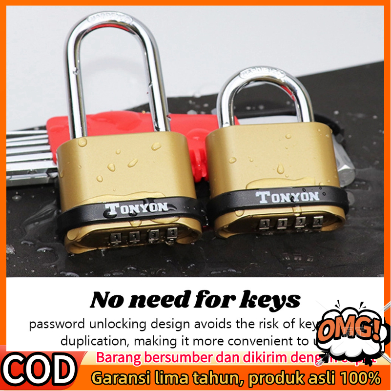 Gembok Padlock Kode Angka Kombinasi 4 Digit Anti Air Gembok Padlock Kunci untuk Pagar Rumah Anti Mal