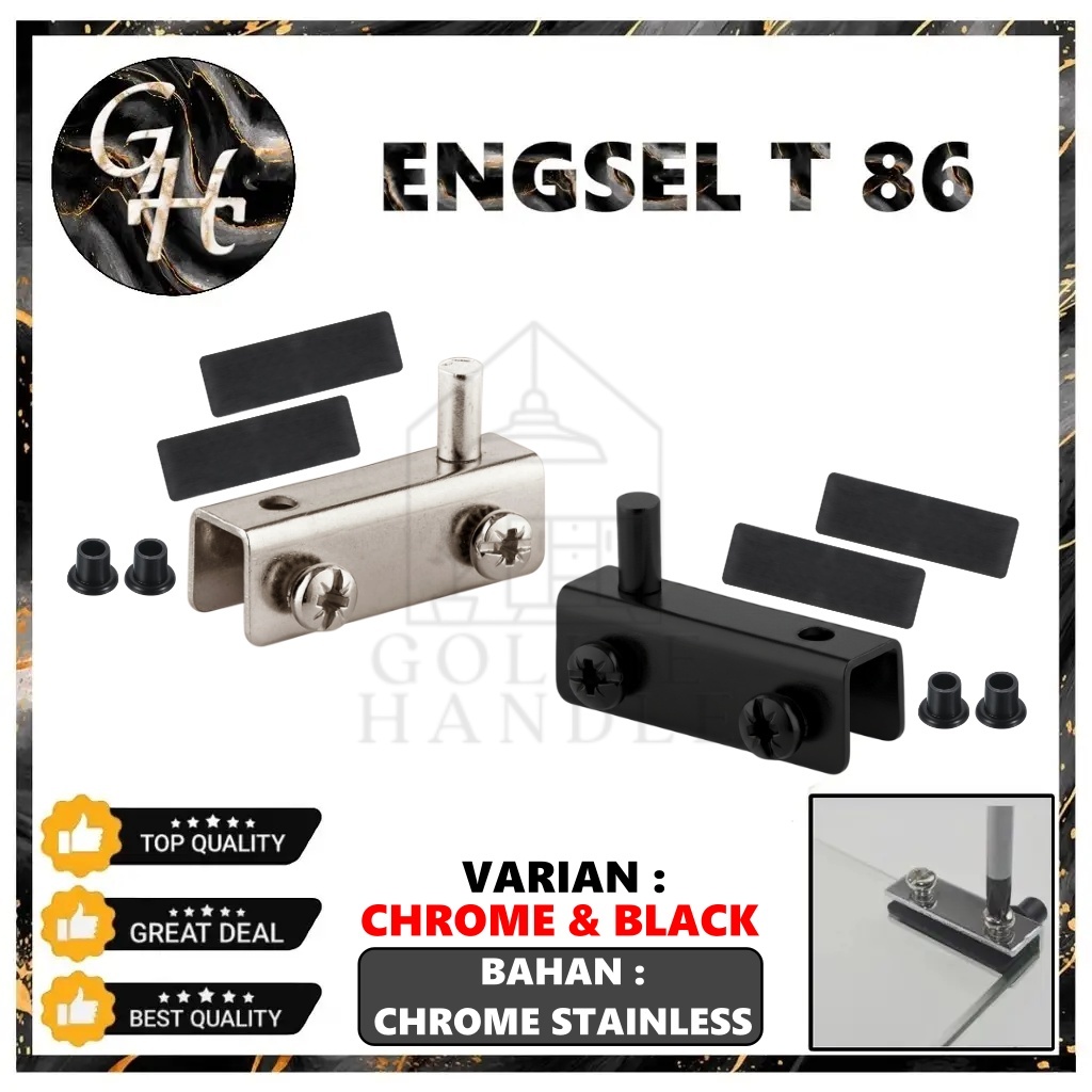 Engsel Jepit Kaca T86 Pivot Hinge Glass Door Engsel Pivot Kaca Jepit 10mm Chrome