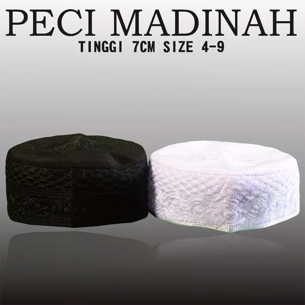Peci Madinah Jaring Pendek Tinggi 6cm Atas Full Jaring Peci madinah Putih