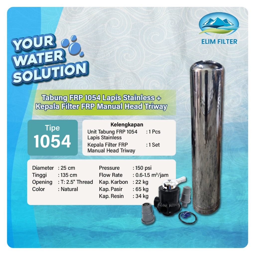 Tabung Filter Air FRP 1054 Lapis Stainless