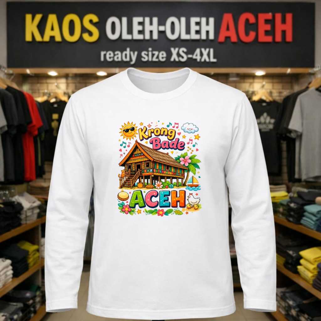 Kaos LP Oleh-oleh Aceh Series Destinasi Wisata Populer Indonesia - Kaos Cowo Cewe Bahan Tebal Combed